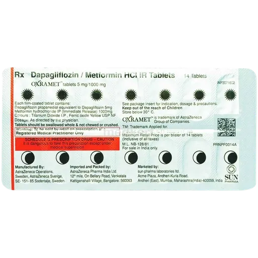 oxramet ir 5/1000mg tablet 14's